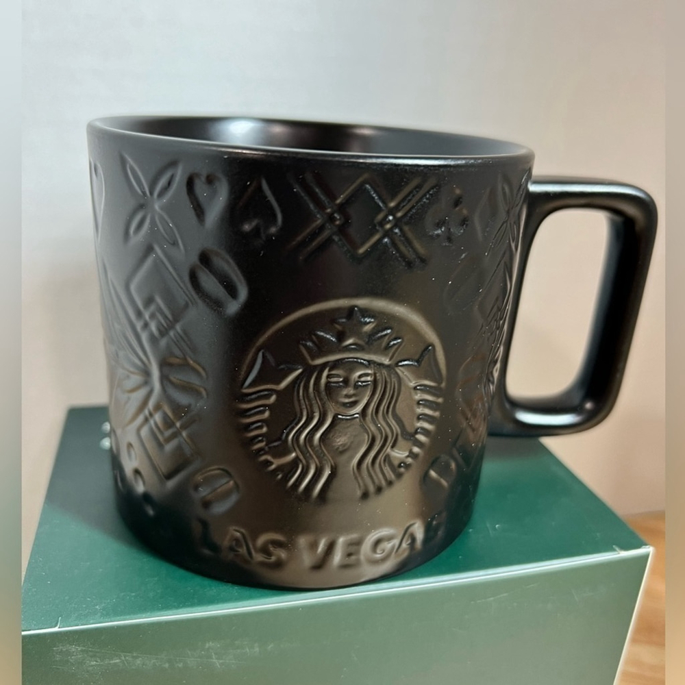 Starbucks 2023 Limited Edition 140z Black Floral Las Vegas Coffee Mug Cup NIB